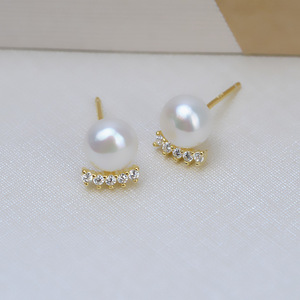Boucles d'oreilles pentagramme en argent plaqué platine S925 pour femmes, 5-6 perles, support vide, accessoires de bricolage pour les fêtes - Product Image 3