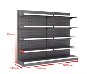 Rak <span class=keywords><strong>Display</strong></span> Supermarket yang Dapat Disesuaikan, Rak Logam Hitam dengan Papan Pegboard untuk Kompatibilitas Pengait - Product Image 4