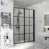 Porte de douche à charnière Twowinco, une seule porte, avec cadre blanc mat, poignée lisse et dimensions variées, portes de douche en verre à motifs variés