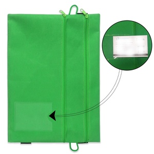 Trousse de rangement zippée en tissu vert pour fournitures scolaires et de bureau, idéale pour la classification et le rangement de fournitures. - Product Image 5
