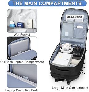 Ba lô có thể mở rộng màu đen-Túi du lịch thông thường sành điệu cho công việc & cuối tuần, mang theo bền cho nữ - Product Image 4