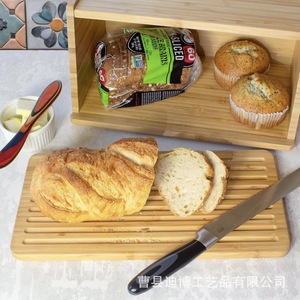 กล่องเก็บขนมปังไม้ไผ่พร้อมที่ตัด สำหรับใช้ในครัวและร้านเบเกอรี่ - Product Image 4