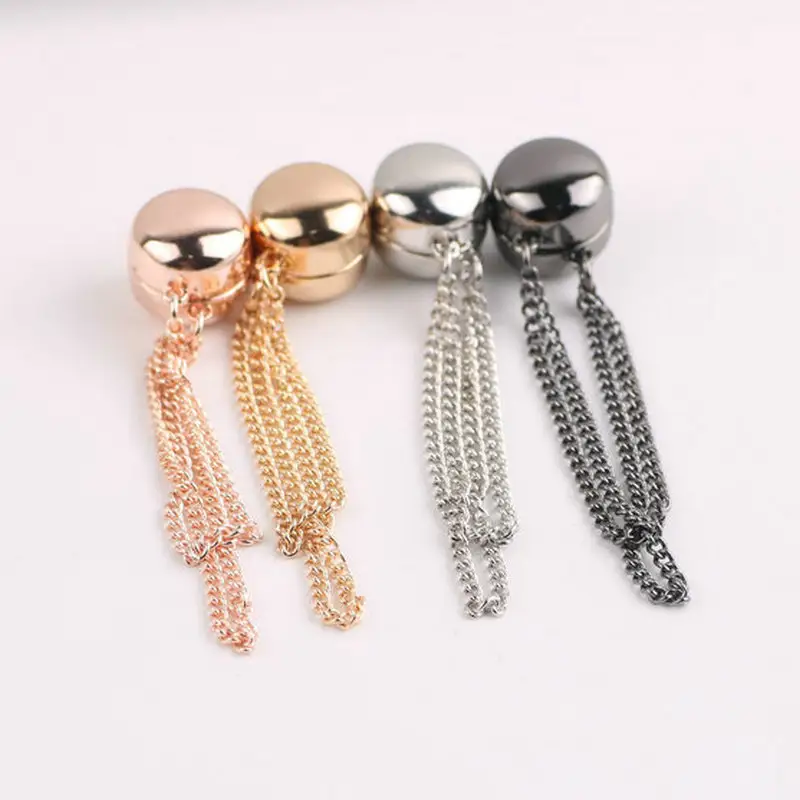 Custom LOGO Muslim Buckle Brooch Fixed Silk Scarf Hijab Chain Magnetic Brooch Accessories Hijab Magnet Women Jewelry