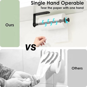 <strong>Kitchen</strong> <strong>Roll</strong> <strong>Holder</strong> Single Hand Operable Perfect Tear Under Cabinet <strong>Wall</strong> <strong>Mount</strong> Damper Paper Towel <strong>Holder</strong> - Product Image 2