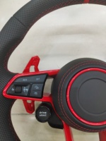 Volant de voiture sport à fond plat en cuir perforé pour VW Golf R MK8 Caddy CC Passat Tiguan, avec garniture rouge personnalisable