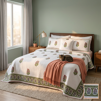 Parure de lit 3 pièces en coton 100% premium, imprimé floral, 200 fils/cm², luxe léger, draps durables pour la maison, l'hôtel, la maison d'hôtes, vente en gros