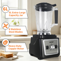 Blender de table Nutri de 6 litres, blender de qualité industrielle, robuste, 8 lames, haute vitesse, blender professionnel pour usage commercial