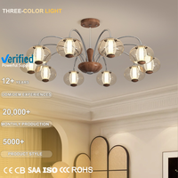 Lustre décoratif d'intérieur en noyer de style français vintage pour restaurant, lampe suspendue nordique en verre transparent pour plafond de villa