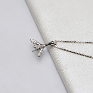 Collier pendentif en argent S925 pour femmes, accessoire de bijouterie DIY avec 10-12 perles incrustées, design de chapeau à cinq griffes, base creuse 736 - Product Image 2