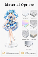 Standee Akrilik Anime Iridescent Custom dengan Lapisan Perak, Slot Tunggal, Figur Karakter Anime, Alas Stabil