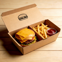 Caja Desechable para Hamburguesas y Papas Fritas, Embalaje de Papel Corrugado Ecológico de Grado Alimenticio, Personalizable, con Relieve y Bronceado para Pollo Frito