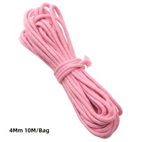 Cordon tressé en coton filé à la main de 4 mm, corde monochrome, cordon décoratif pour bricolage, accessoires pour la fabrication de porte-clés