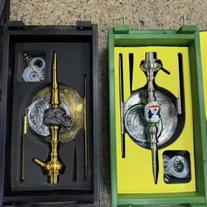 Chicha Maklaud de luxe haut de gamme en acier inoxydable avec étui en bois fait main – Idéale pour les salons et les fumeurs - Product Image 3