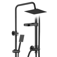 Système de douche en cuivre à trois vitesses, eau froide uniquement, avec pommeau de pluie et douchette à main G1/2 pour salle de bain d'hôtel