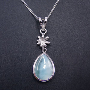 Collar con Colgante de Larimar, Piedra Preciosa Azul Dominicana, Plata de Ley 925, Venta al por Mayor - Product Image 2