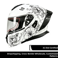 Casque de moto ABS avec double certification 3C/DOT, fente pour casque audio, motifs et logos personnalisables pour la conduite transfrontalière