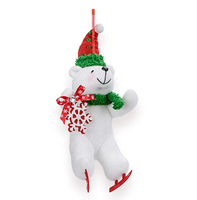 ZAVES Festive Intérieur Ornement De Noël Doux Blanc Ours Polaire Suspendu Pendentif Arbre Décor En Peluche Intérieur Arbre De Noël Ornement