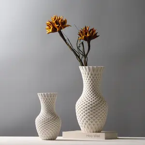 Individuelle moderne 3D-gedruckte Keramikvase für getrocknete Blumen kreative künstlerische gewebte Tischvase Heimdekoration für Wohnzimmer