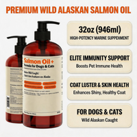 Huile de saumon sauvage d'Alaska Deley Naturals pour chiens/chats - Renforce l'immunité, favorise la santé de la peau et du pelage, DHA/EPA Oméga-3, sans OGM, 32 onces