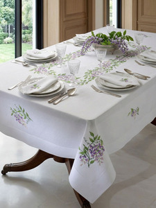 Mantel Moderno Personalizado al por Mayor con Dobladillo, de Algodón Bordado con Flores Bonitas, Duradero y Lavable - Product Image 2
