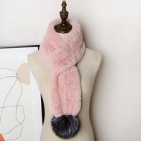 Écharpe en fourrure de lapin Rex gris foncé pour femme Accessoire chaud d'hiver de longueur moyenne pour la saison d'automne et d'hiver