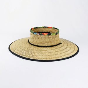 Último modelo de sombrero de paja unisex personalizado, hecho a mano en China, de alta calidad, natural, sin copa, con diseño de flor hawaiana, para salvavidas y pesca al aire libre. - Product Image 2