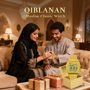 Montre numérique islamique Al Fajr étanche <span class=keywords><strong>de</strong></span> <span class=keywords><strong>bonne</strong></span> qualité avec affichage OLED, bracelet en acier IP67, alarme <span class=keywords><strong>et</strong></span> fonction Qibla pour la prière musulmane - Product Image 6