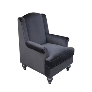 <span class=keywords><strong>Fauteuil</strong></span> d'appoint de luxe gris foncé en velours, dossier haut, accoudoirs, rembourrage moelleux, pieds en bois tourné, assise élégante - Product Image 5