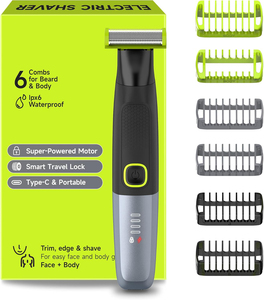 Afeitadora Eléctrica Húmeda y Seca de Una Sola Cuchilla para Cara y Cuerpo, Recortadora de Barba para Hombres, Recortadora de Vello Púbico e Íntimo, Depiladora - Product Image 1