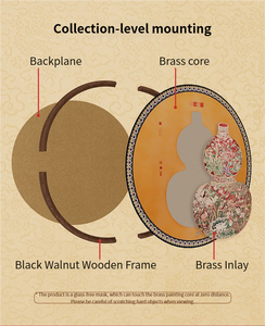 Pintura Decorativa Tallada en Cobre, Mural Circular <span class=keywords><strong>de</strong></span> Madera Maciza <span class=keywords><strong>de</strong></span> Calabaza, Adecuado para Entrada Orientada a la Puerta y para Regalo - Product Image 4
