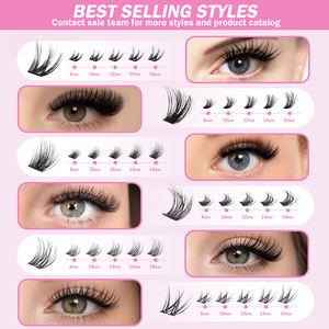 Kit de Pestañas Postizas DIY a Precio de Fábrica, Pestañas en Racimo de Banda Ancha con Curvatura C y <span class=keywords><strong>D</strong></span>, Segmentos Personalizados, Kit de Extensión de Pestañas Pre-Cortadas - Product Image 5