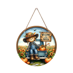 Decoraciones de ventana con diseño de espantapájaros para el Día de Acción de Gracias, colgantes de calabaza, coronas de madera para el Festival de la Cosecha, decoraciones para puertas - Product Image 5