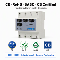 Commutateur de transfert automatique (ATS) triphasé 63A sur rail DIN 4P type PC avec surveillance du courant et protection contre les surtensions et les sous-tensions