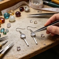 Suministros para fabricación de joyas: Pendientes colgantes DIY con bisel redondo para cabujón, de acero inoxidable, antideslustre, con barra en blanco y gancho tipo anzuelo