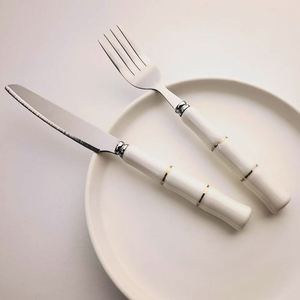 Ensemble de couteaux et fourchettes en céramique de haute qualité, 2 pièces, avec manche en forme de bambou rond, passe au lave-vaisselle - Product Image 4