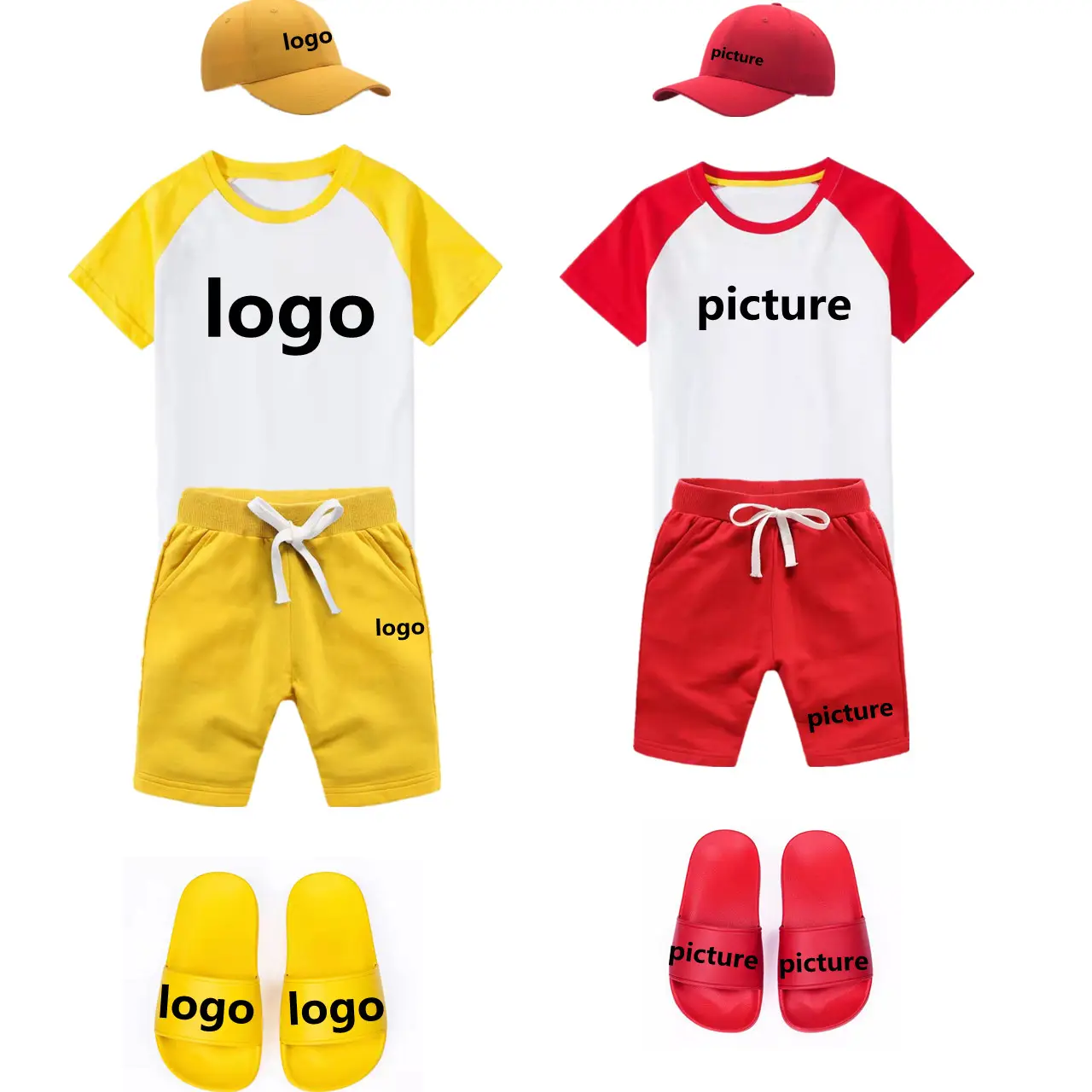 Factory Custom Logo Kids Clothes Boys Summer Short Set T Shirt Vest Suit Shorts Clothing Sets Kids Casual Summer Solid Outfit