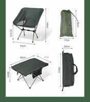 Meubles d'extérieur, chaise de camping portable, chaise lune, ensemble de table et de chaises pliantes en tissu Oxford métallique moderne en trois pièces, pique-nique