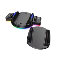 Support de chargement double sans fil avec lumière RVB en forme de canard pour manette de jeu PS5 et base circulaire pour console de jeu
