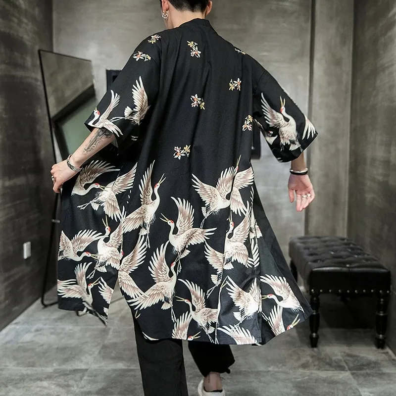 Loose Grande Taglia Zolimx Cappotto Uomo Cloak Chinese Style Cardigan Kimono Giapponese per Uomo Donne Casual Kimono Jacket