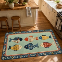 Moderner Maschinengefertigter Polyester Kunstvelours Bunter Fischmotiv-Muster Teppich für Wohnzimmer Schlafzimmer