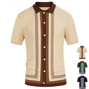 <span class=keywords><strong>Polo</strong></span> da <span class=keywords><strong>uomo</strong></span> 2026 a maniche corte vestibilità ampia, stile casual elegante con motivo a righe, nuovo modello estivo popolare e alla moda - Product Image 1