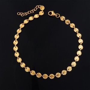 Charm Round Carving Bracelet Stainless Steel Hand <b>Bangle</b> Not Fade Foot Ankle Anklet for <b>Men</b> Women - Product Image 2