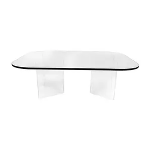Lucite-patas de mesa de comedor, Base de cristal personalizada, mesa de centro acrílica, patas en forma de V