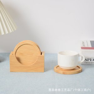 Posavasos redondos de bambú, aislantes del calor, antideslizantes, para café, té, uso doméstico, juego de cuatro - Product Image 4