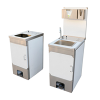 Évier portable en acier inoxydable à cuve unique avec robinet, réservoir d'eau chaude, lavabo extérieur pour le lavage des mains