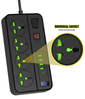 Multiprise avec affichage numérique de la minuterie 24h/24, 4 prises universelles, 4 ports USB, 2 ports Type C, 3000W, 13A, câble de 2 m pour la maison et le bureau
