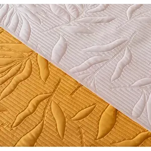 Ensemble de housse de couette Marla Mustard King Size en coton matelassé 4 pièces, literie pour la maison, couleur blanc Vianney jaune - Product Image 4