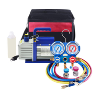 Kit de réfrigération A/C Pompe à vide d'air 4CFM R134a R410A R22 Manomètre détecteur de fuite Outils A/C pour le service de climatisation