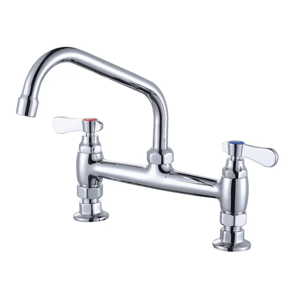 Faucets Mixers&Taps Wall Mounted Faucet 2 Holes 2 Handles Traditional Kitchen Sink Faucet