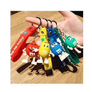 Cartoon Chocolate Bean Keychain Funny Silicone Doll Women Bag Pendant Couple Key Chains Kid Toy Gift DIY Jewelry Accessories